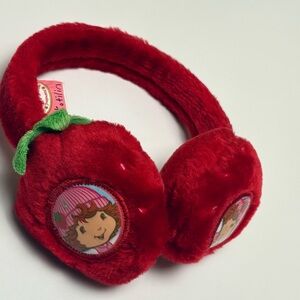 Y2K Strawberry Shortcake Plush Red Earmuffs, 2005 Licensed Youth Size